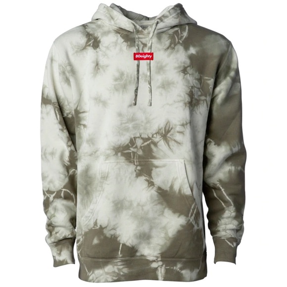80eighty Other - 80eighty Men’s Olive and White Tie-Dye Hoodie Small